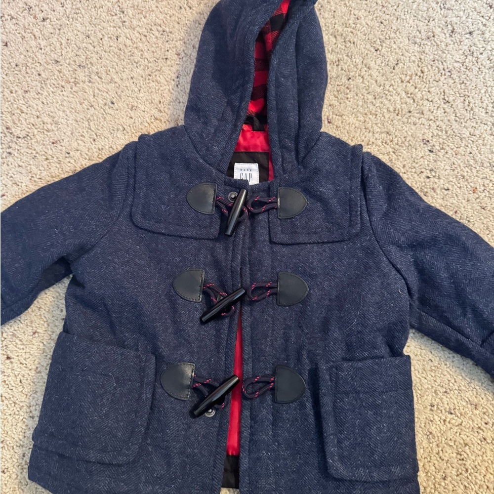 GAP Kids Navy Pea Coat with Red Lining
